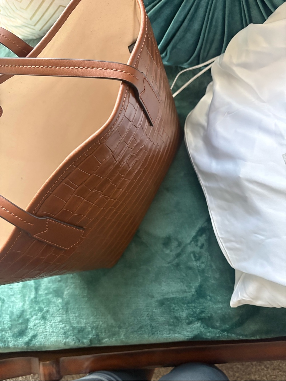 MICHAEL Michael Kors Croc-Embossed Leather Shoulder Tote - Tan